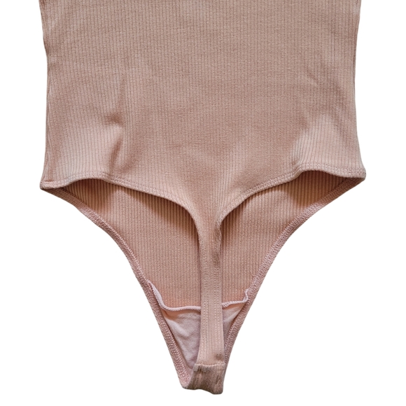 Sunday Best Orange Firecracker Ruffle Strap Ribbed Thong-cut Bodysuit, Size XS - Picture 4 of 11